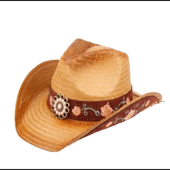 Epoch Accessories - NWT Epoch Cowboy Hat w/Pink Floral Trim O/S